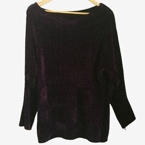 DYNAMITE Burgundy Soft Oversized Chenille Crewneck Sweater Size Small